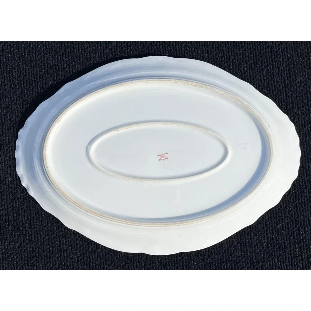 Vintage Theodore Haviland Limoges France Serving Platter Gold Handles 16in Flora